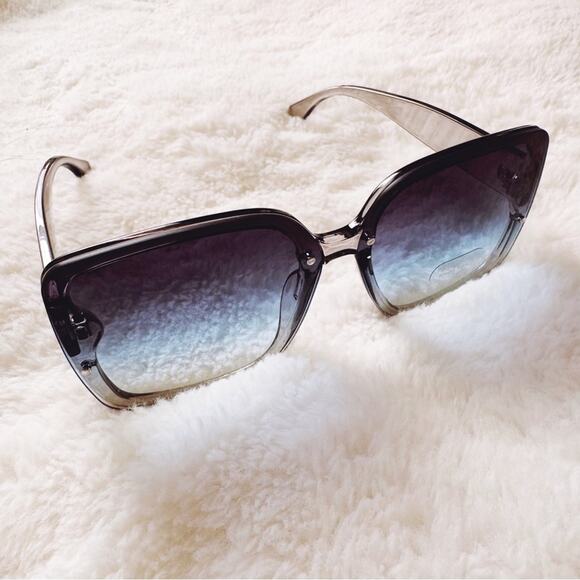 Abby Clear Blue Square Frame Sunglasses - Picture 6 of 10